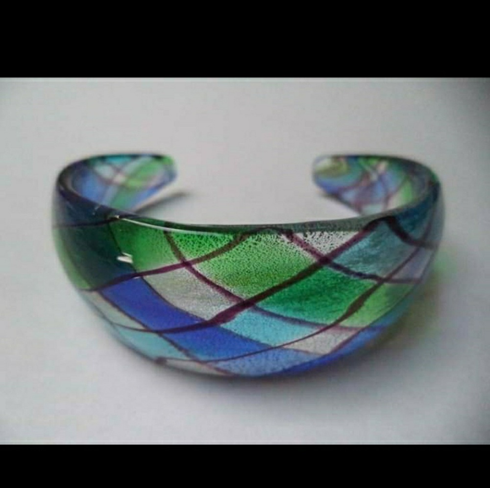 Vintage Murano venetian glass foil bracelet / bangle / cuff